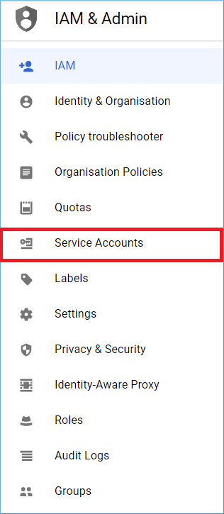 Click Service Accounts